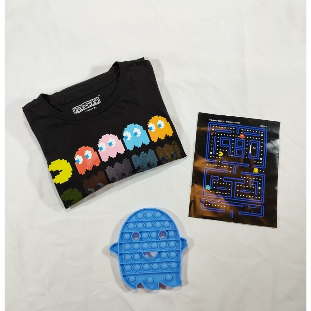 Bandai Pacman Long Sleeve Black 2X Pacman Shirt Bubblepop Ghost Toy - Picture 8 of 9